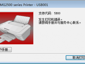 佳能G2800打印机故障灯交替闪烁提示错误5B00怎么办?